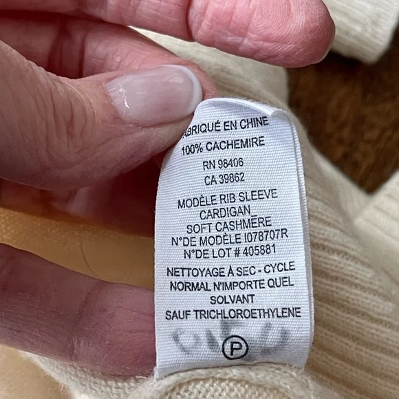 THEORY 100% Cashmere Cream Open Front Ribbed Sleeve Women's Sweater, Small - Picture 7 of 13